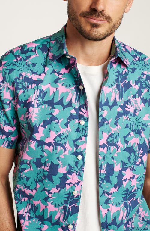 Shop Bonobos Riviera Slim Fit Floral Short Sleeve Stretch Cotton Button-up Shirt In Bonavista Leaves V4 C52