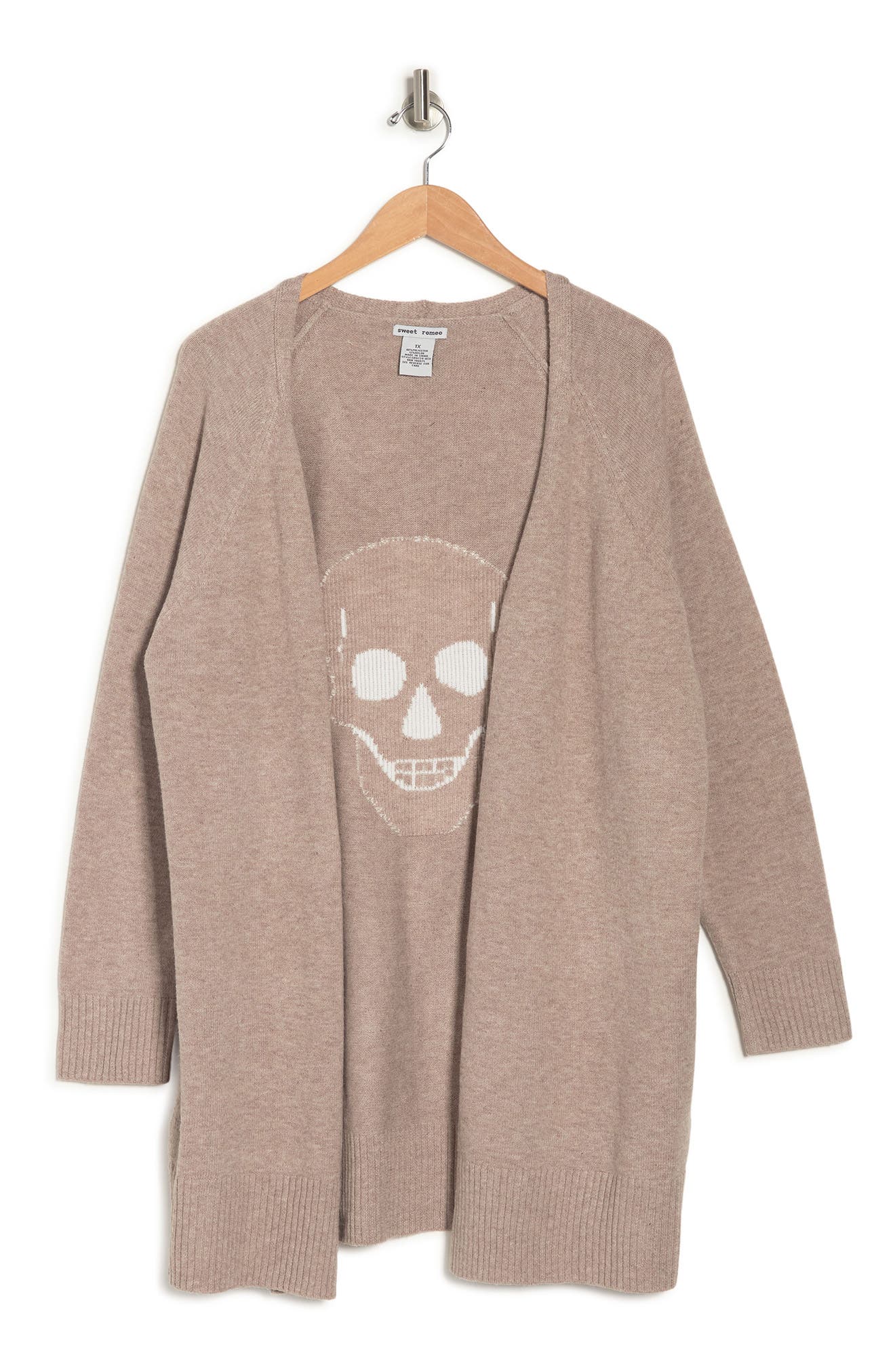 Sweet Romeo Skull Back Cardigan in Latte White at Nordstrom Rack, Size 1x