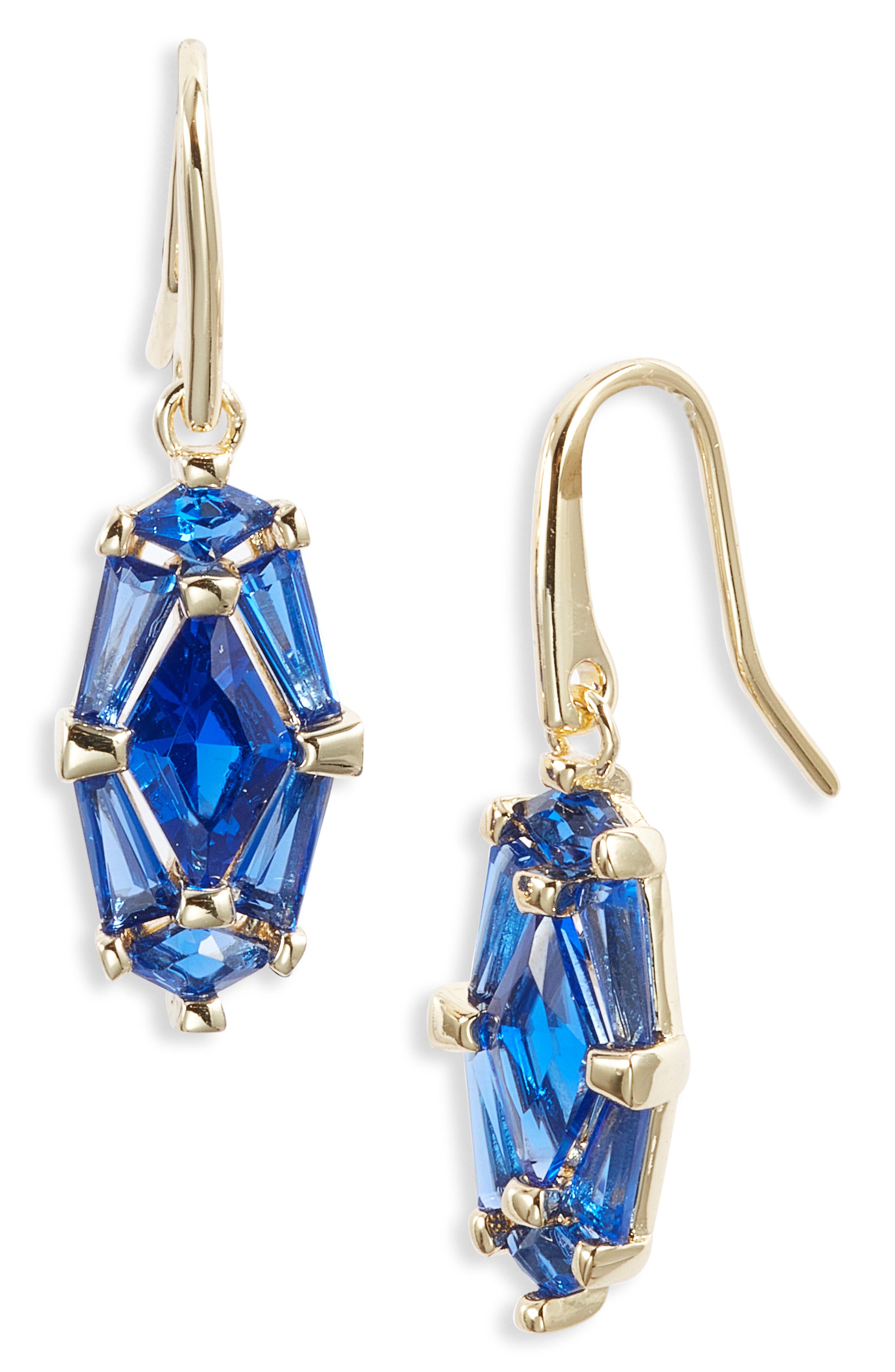 Kendra Scott Lindy Rae Drop Earrings in Gold Blue Crystal 