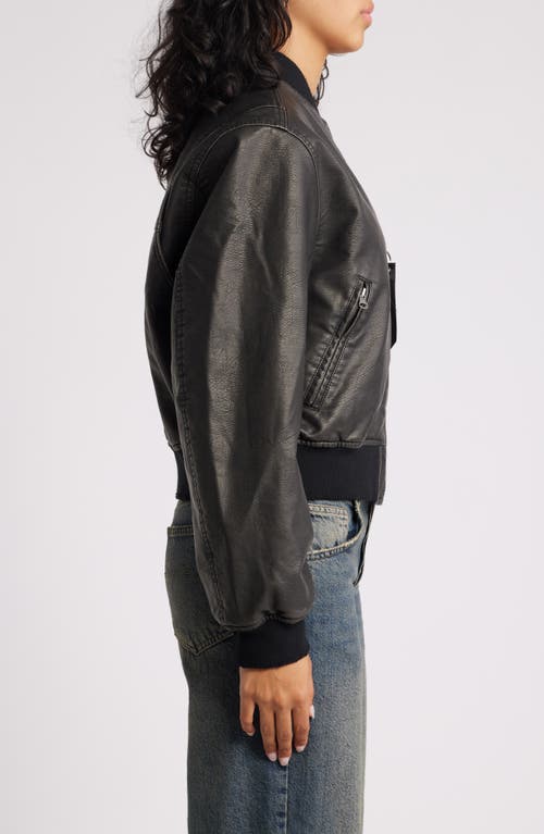 Shop Bdg Urban Outfitters Faux Leather Bomber In Black