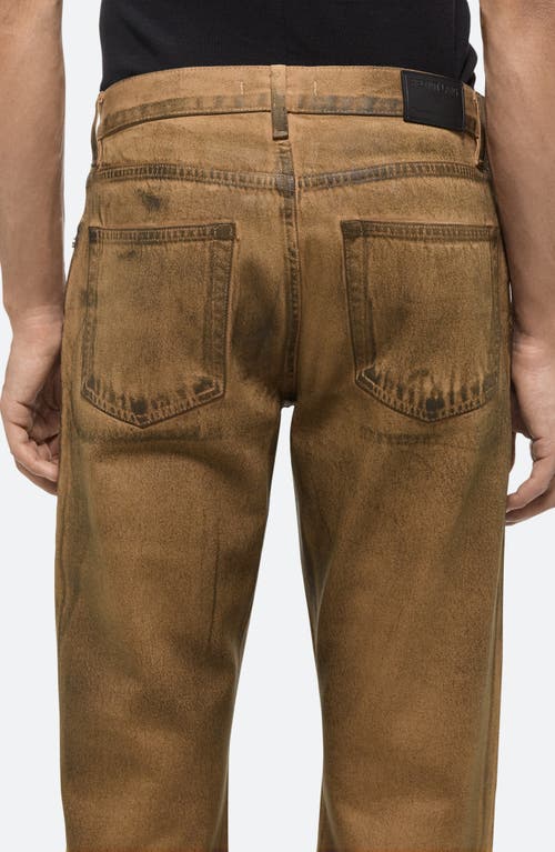 Shop Helmut Lang Worker Organic Cotton Straight Leg Jeans In Waxed Oil Stain