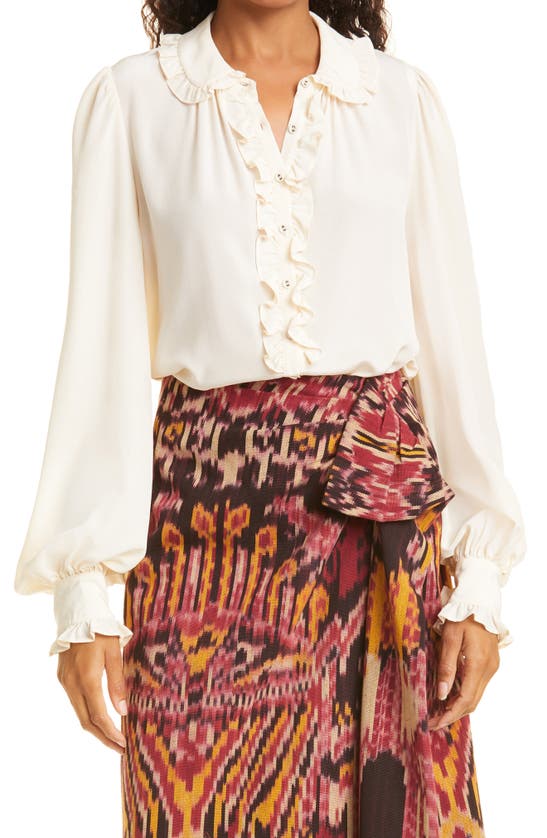 Click to view more detailed imagery on our partner's website Ulla Johnson Philipa Ruffle Silk Blouse In Blanc