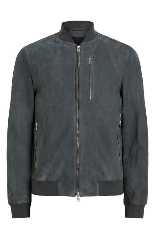 Shop Allsaints Kemble Suede Bomber Jacket In Concrete Grey