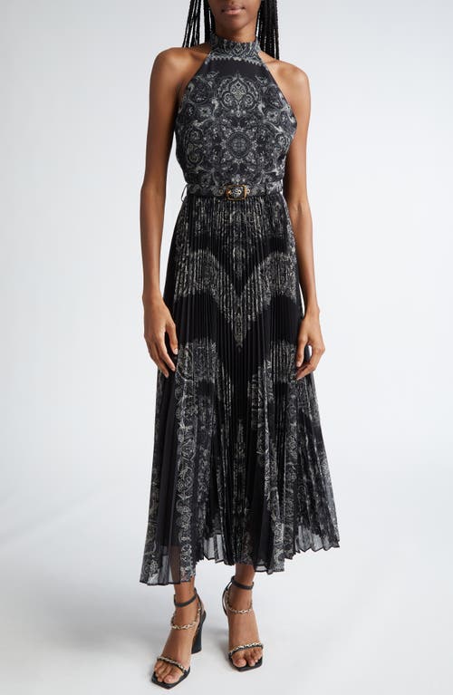 Shop Zimmermann Sunray Picnic Pleated Chiffon Dress In Black Paisley