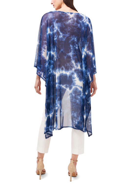Chaus Tie Dye Elbow Sleeve Stretch High-low Tunic In Navy