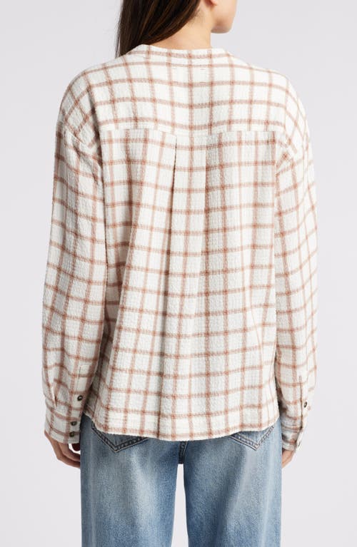 Shop Xirena Xírena Makenzie Windowpane Check Popover Top In Cream Clay