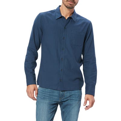 Paige Cooper Solid Button-Up Flannel Shirt, Blue