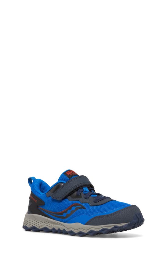 Shop Saucony Kids' Peregine Kdz A/c Water Repellent Hiking Sneaker In Blue/ Black