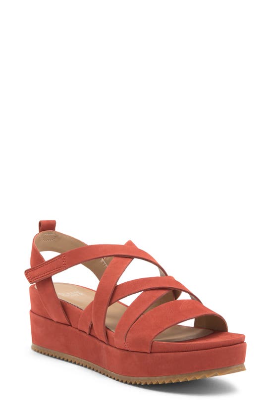 Eileen Fisher Extra Leather Platform Sandal In Cayenne
