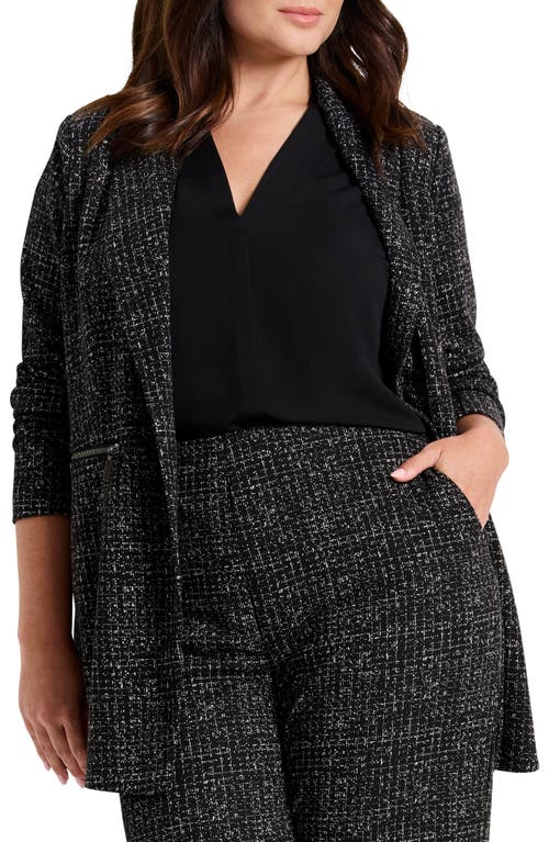 Shop Nic + Zoe Nic+zoe Dotty Grid Zip Pocket Blazer In Black Multi