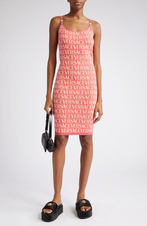 Versace Logo Jacquard Tank Sweater Dress in 5P150 Fuschia Pink