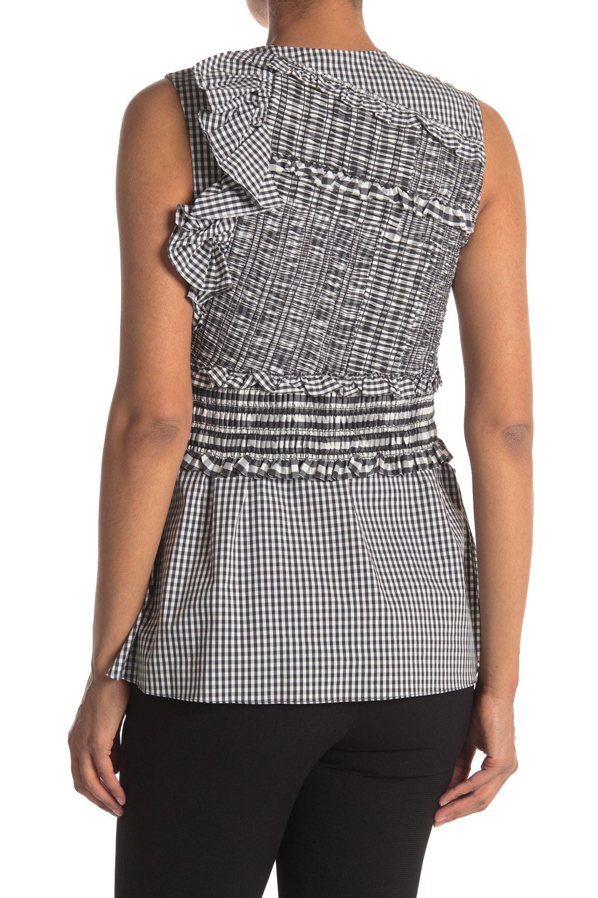3.1 Phillip Lim / フィリップ リム Gathered Gingham Tank Top In Blk-white