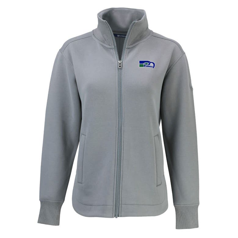 Shop Cutter & Buck Gray Seattle Seahawks Throwback Logo Roam Eco Recycled Full-zip Jacket