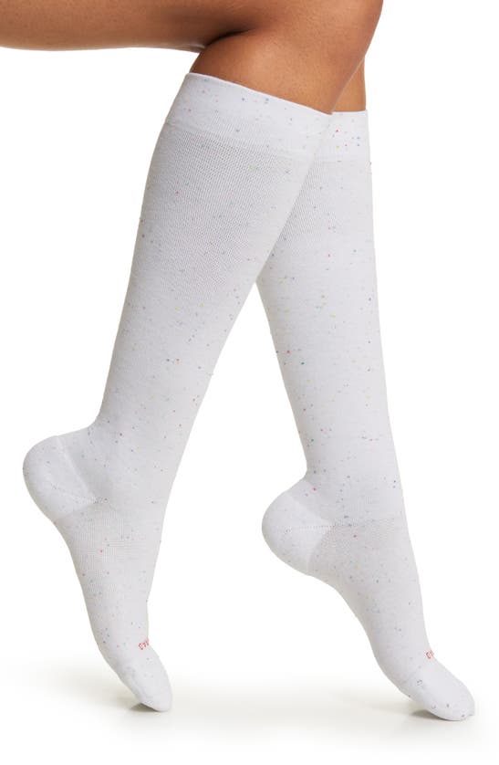 Comrad Recycled Cotton Blend Knee High Compression Socks In White