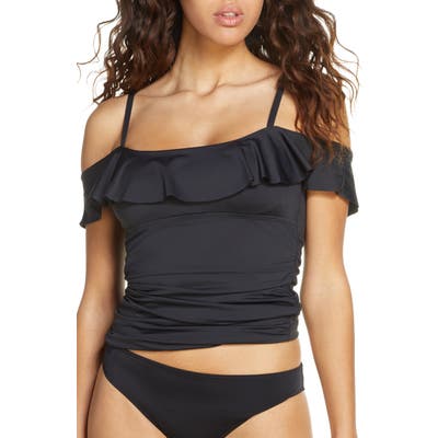 Tommy Bahama Pearl Flounced Tankini Top, Black