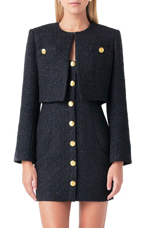 Shop Endless Rose Crop Tweed Jacket In Black