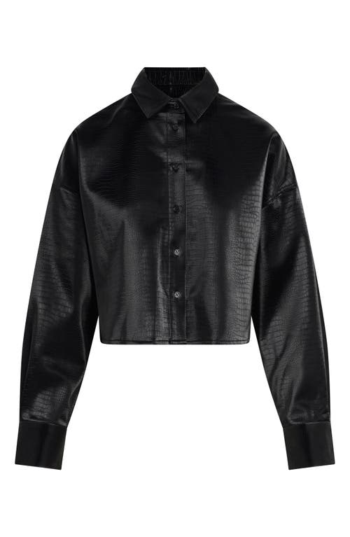 Favorite Daughter The Crop Oversize Faux Leather Shirt In Savannah
