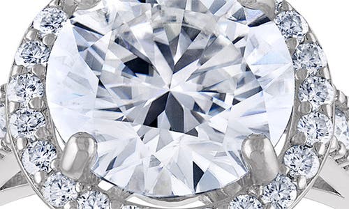 Fzn Sterling Silver Created Moissanite Engagement Ring In Silver