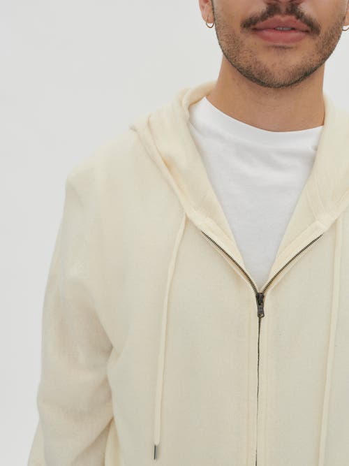 Gobi Cashmere Zipper Hoodie In Marshmallow