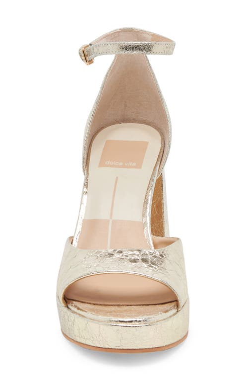 Shop Dolce Vita Pandro Ankle Strap Platform Sandal In Platinum Distressed Leather