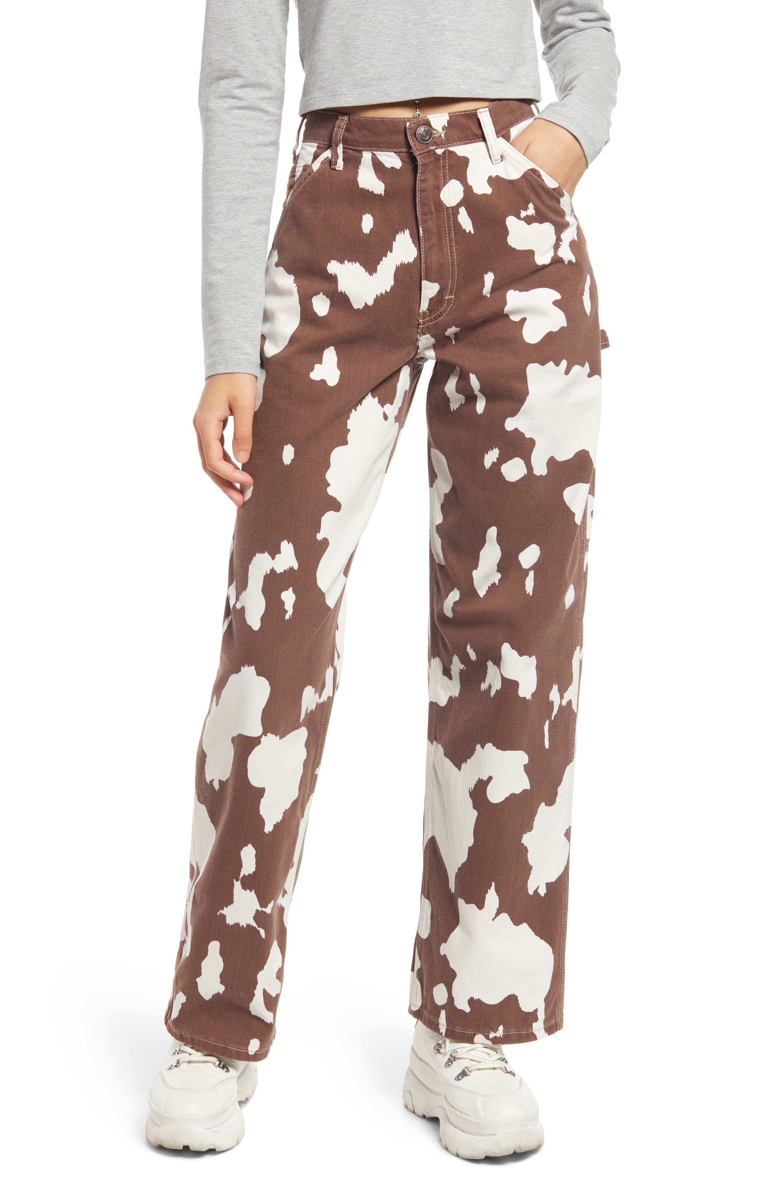 topshop cow print pants