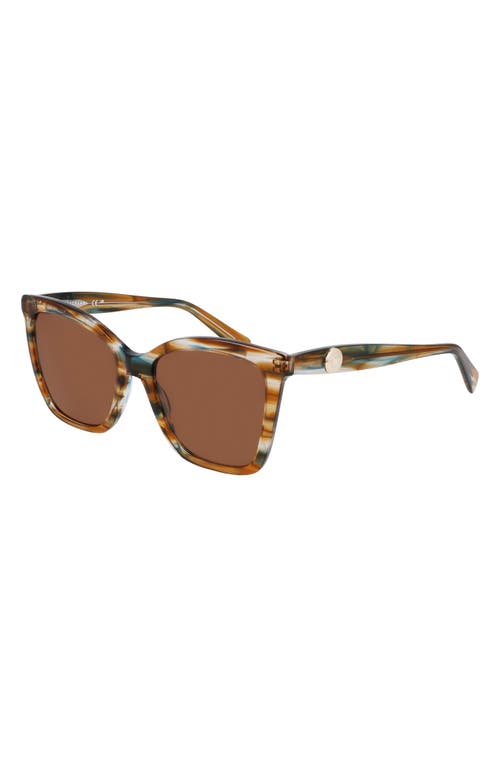 Longchamp Le Pliage 54mm Gradient Cat Eye Sunglasses In Striped Brown/petrol