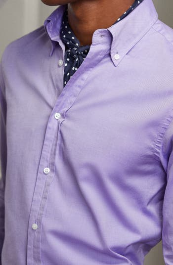 Ralph Lauren Purple Label White Poplin Button Down Relaxed Monogram Dress  Shirt