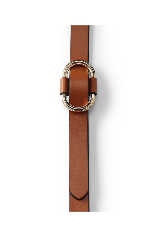 Lands' End Adjustable Skinny Leather Belt In Cognac