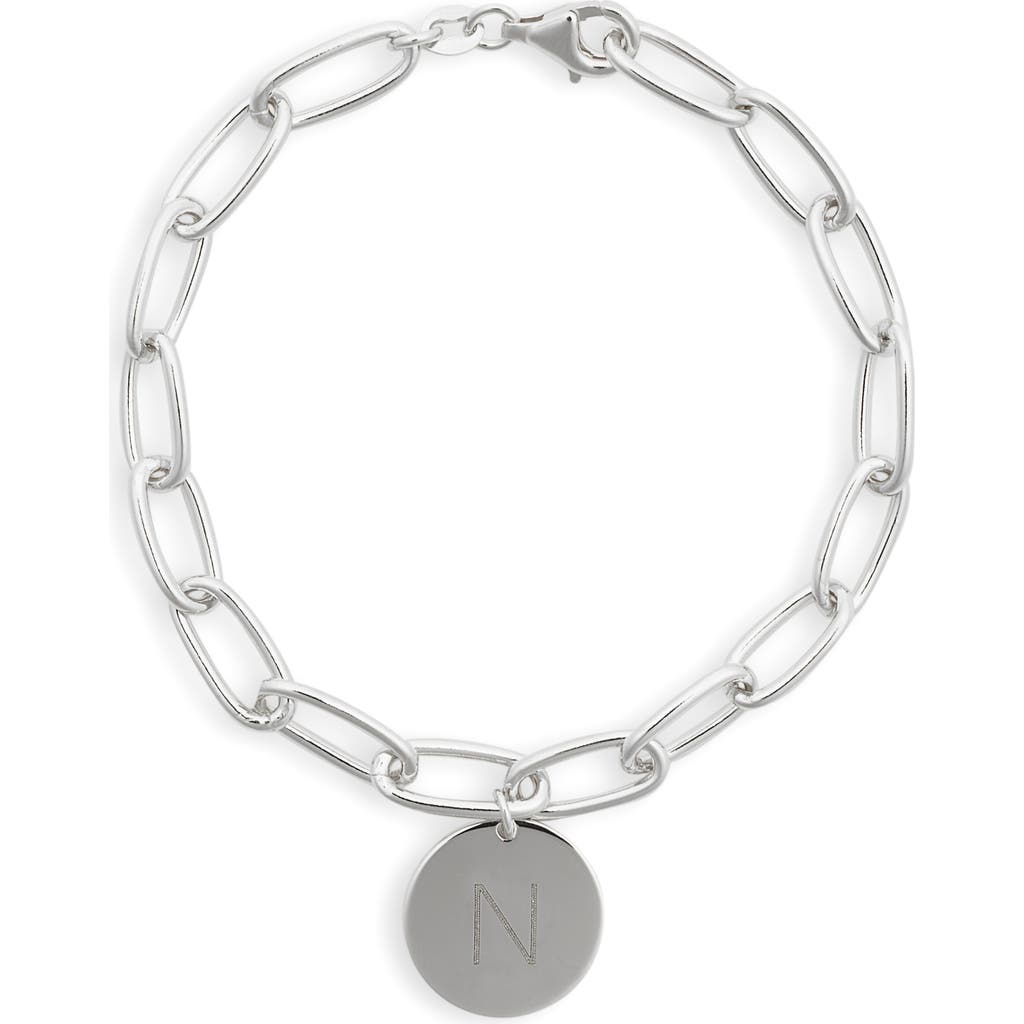 Meshmerise Initial Disc Charm Bracelet In White-n