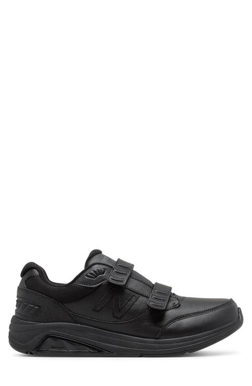 New Balance Hook & Loop Leather Sneaker Black/Black at Nordstrom,