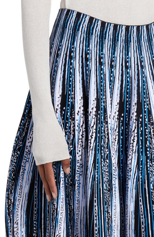 Shop Bottega Veneta Feather Jacquard Balloon Midi Skirt In Blue/black