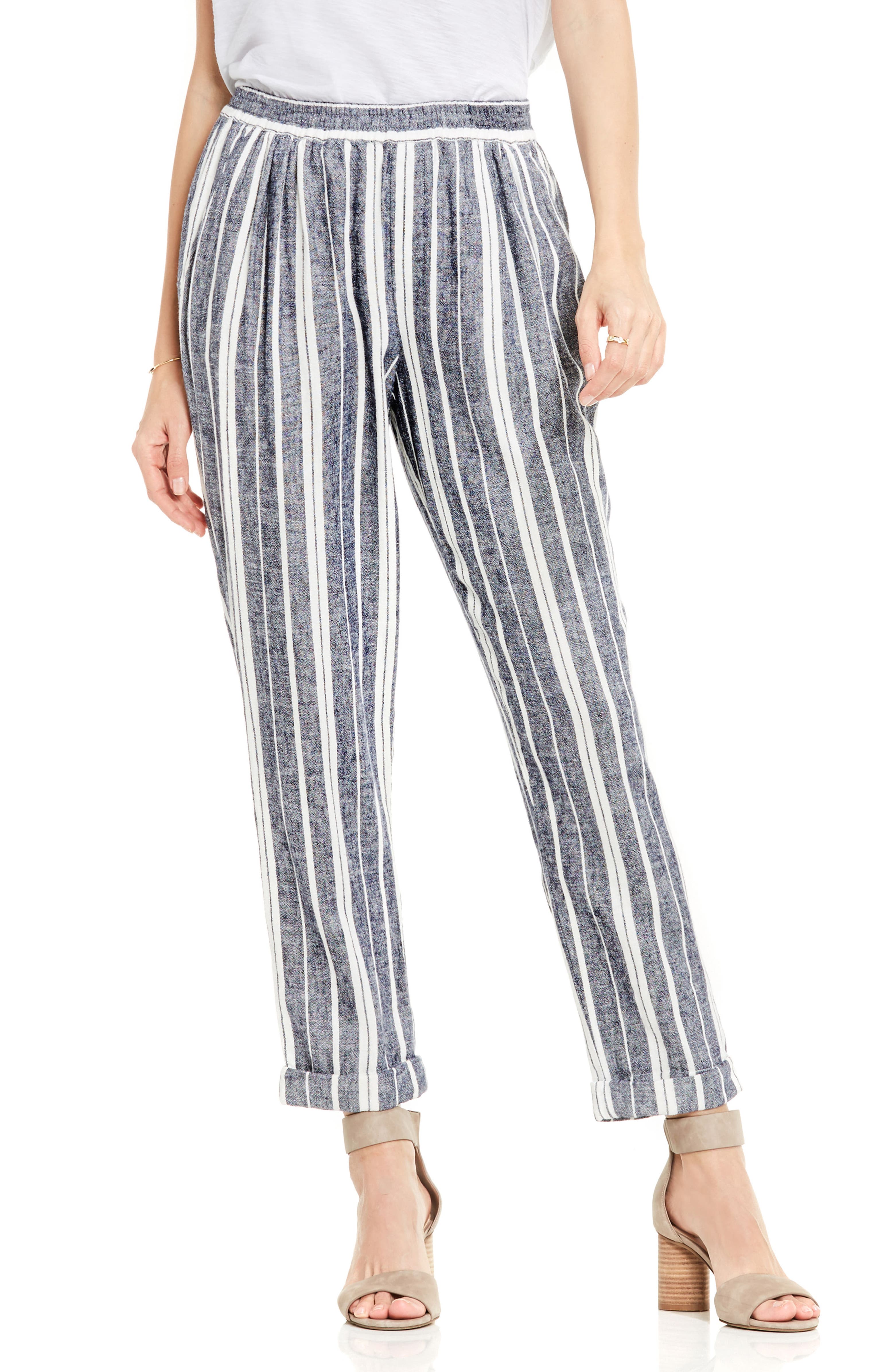 Two by Vince Camuto Stripe Linen Blend Ankle Pants | Nordstrom