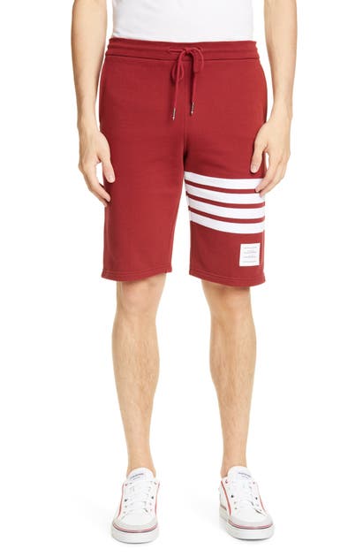 Thom Browne Four Bar Sweat Shorts In Med Red