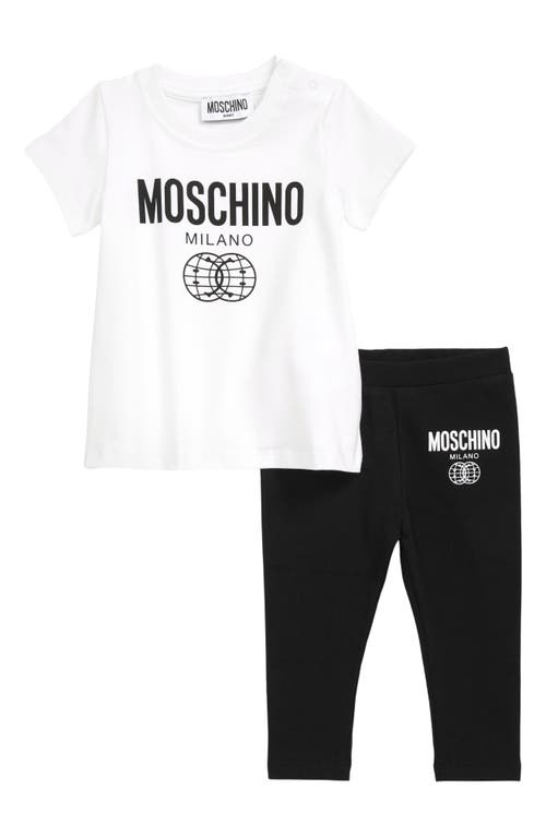 Moschino x Smiley® Double Smiley Graphic Tee & Leggings Set in White/Black