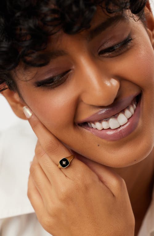 Ana Luisa Gold Signet Ring In Black/gold