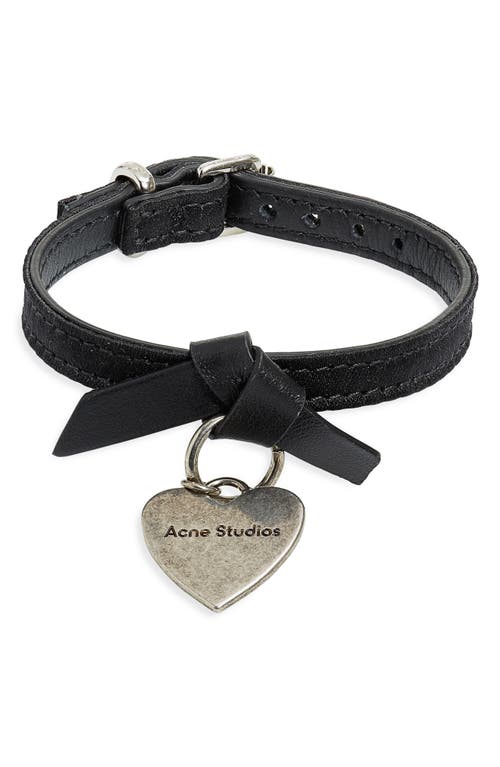 Musubi Faux Leather Heart Charm Bracelet in Black