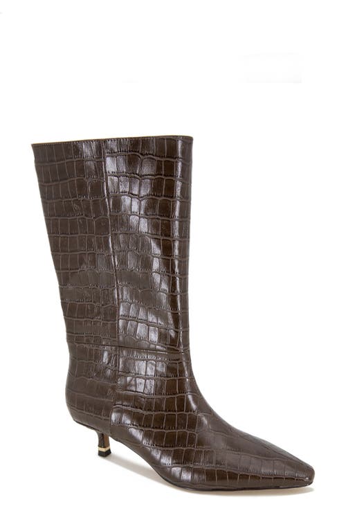 Kenneth Cole Meryl Pointed Toe Boot Dark Brown Croc at Nordstrom,