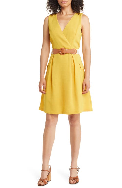 Belted A-Line Dress in Mustard
