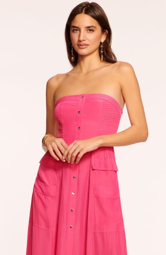 Shop Ramy Brook Blair Strapless Midi Dress In Pink Punch