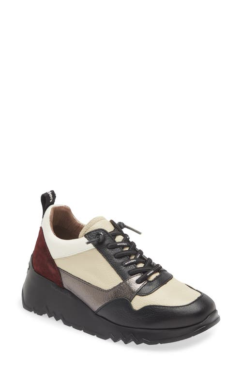 Colorblock Platform Wedge Sneaker in Black Cream Combo