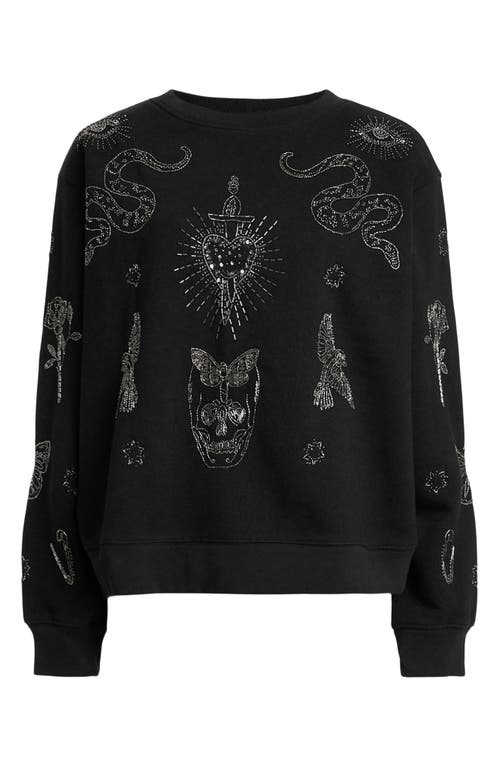 Shop Allsaints Pippa Beaded Hex Cotton Blend Sweater In Black