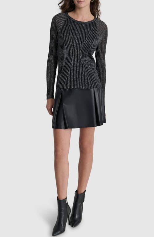 Shop Dkny Metallic Rib Sweater In Black/silver