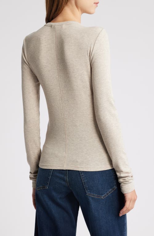 Shop Frame Long Sleeve Shoulder Button T-shirt In Oatmeal Heather