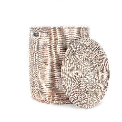 Mbare Flat Lid Storage Basket Monochrome Storage In Brown And White