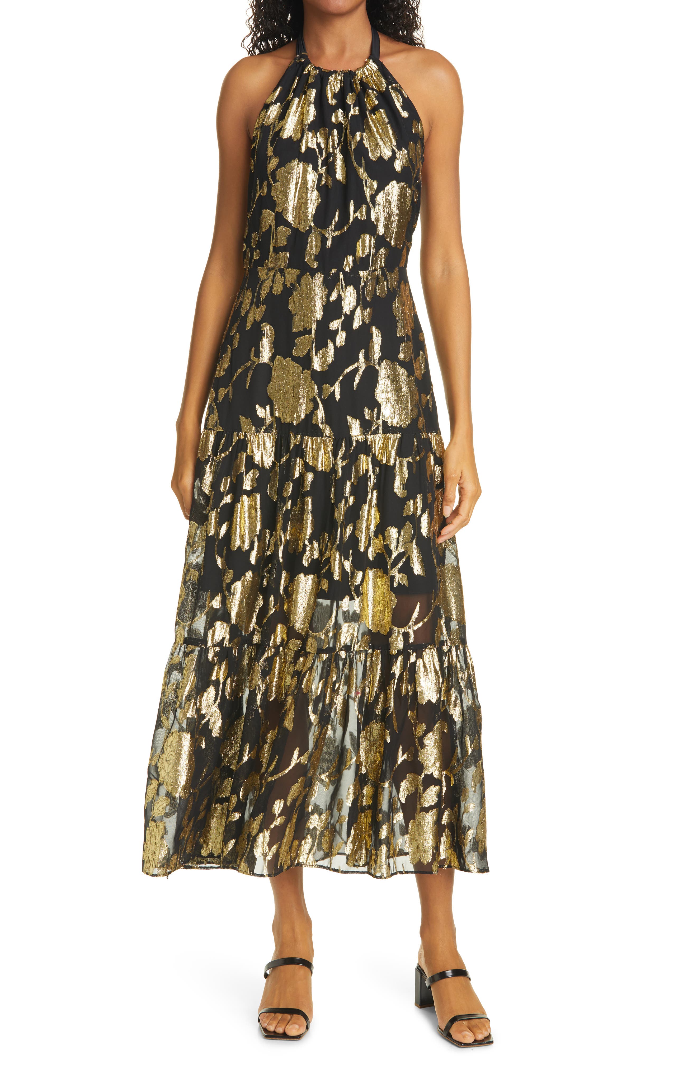 milly black and gold dress