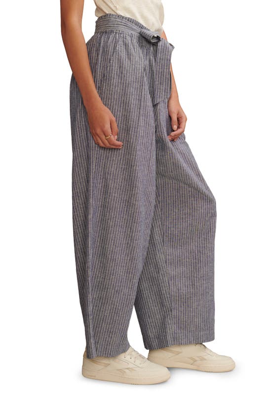Shop Lucky Brand Cotton Blend Paperbag Pants In Blue Stripe