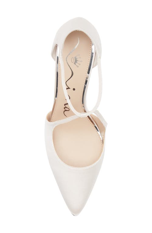 Nina Netta Ankle Strap Pointed Toe Pump In Ivory