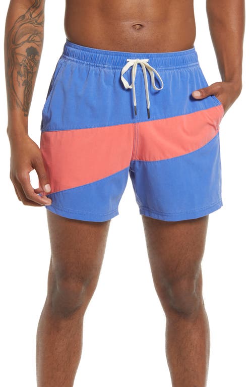 Fair Harbor Men's The Bungalow Stripe Board Shorts in Pink Colorblock