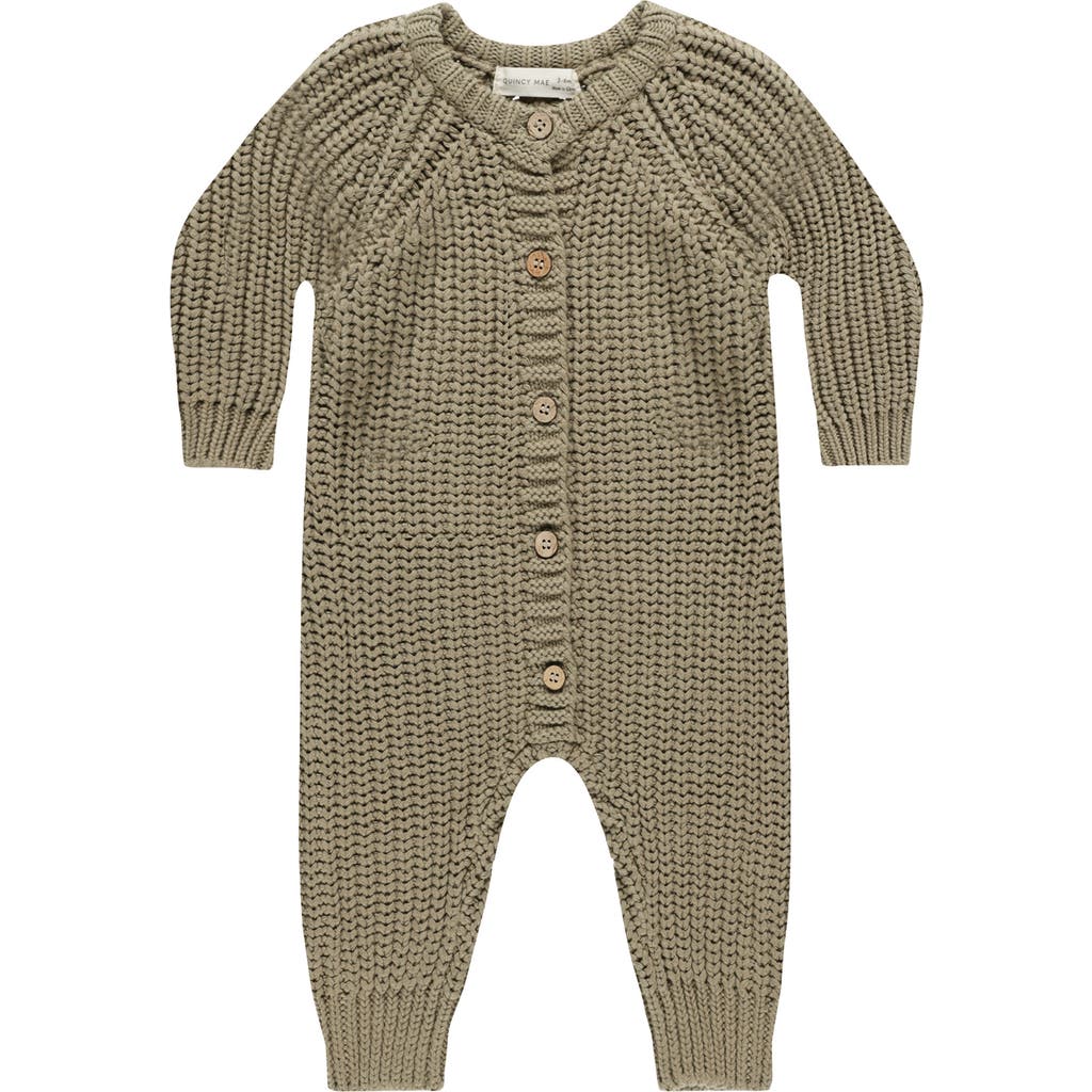 QUINCY MAE Organic Cotton Chunky Knit Jumpsuit in Olive