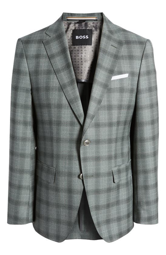 Hugo Boss Hutson Plaid Slim Fit Sport Coat In Open Green